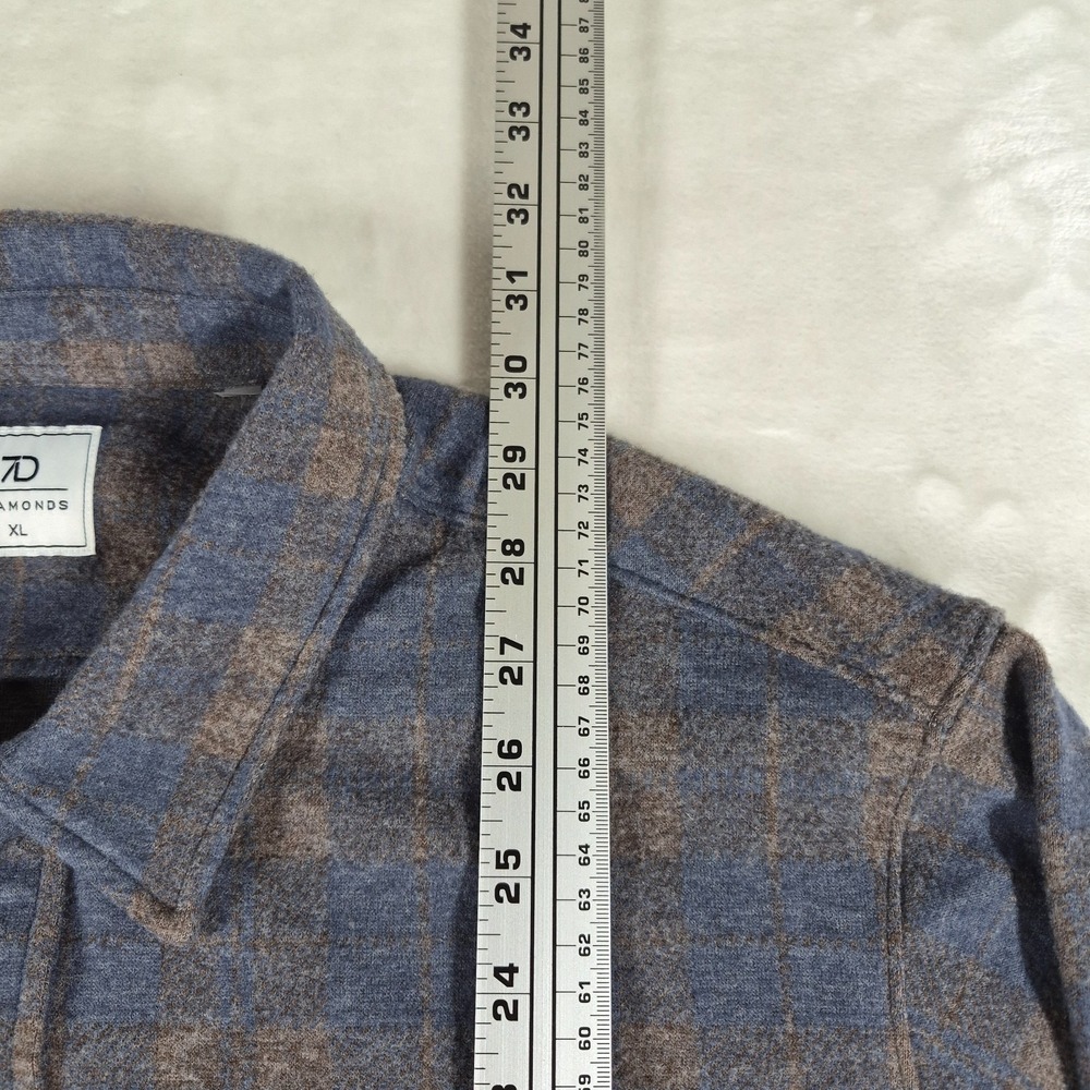 7‎ Diamonds Generation Soft Flannel Shirt Men's XL Blue Brown Plaid Stretch NWT - Picture 3 of 9
